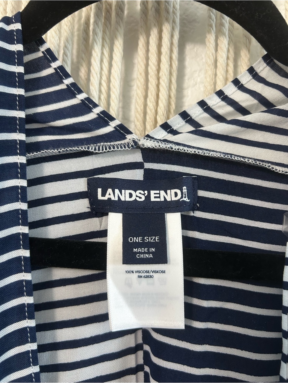 LANDS END Striped Kimono Cover-Up in Navy & White - Picture 3 of 10